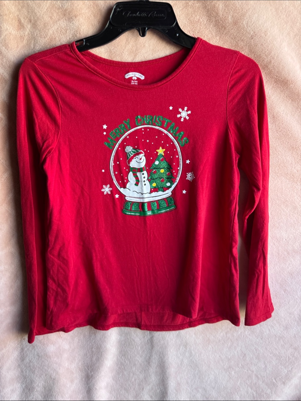Girls XL 14/16 Merry Christmas Snowman Holiday Shirt